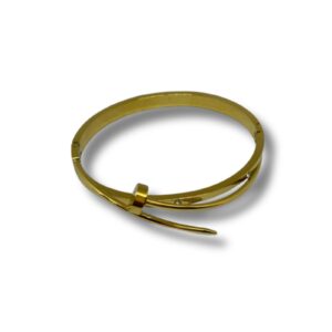 Pulseira Estilo Industrial Dourada Aço Inoxidável com Fecho
